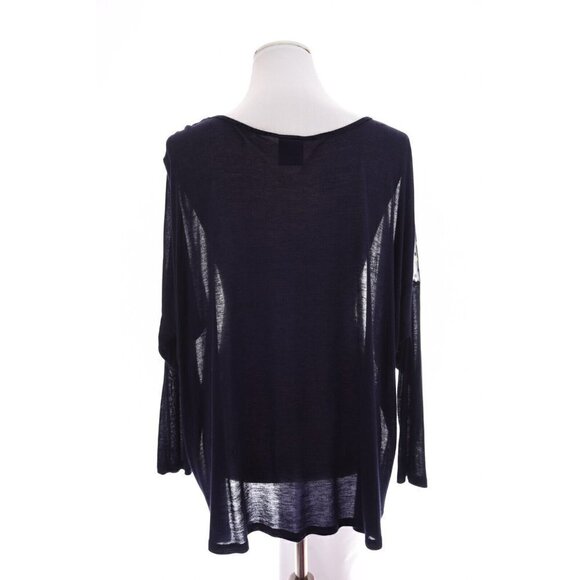 Bobeau Womens Oversized Sheer Tunic Top Metallic Gold Dot Print Blue Sz Medium - Picture 6 of 9